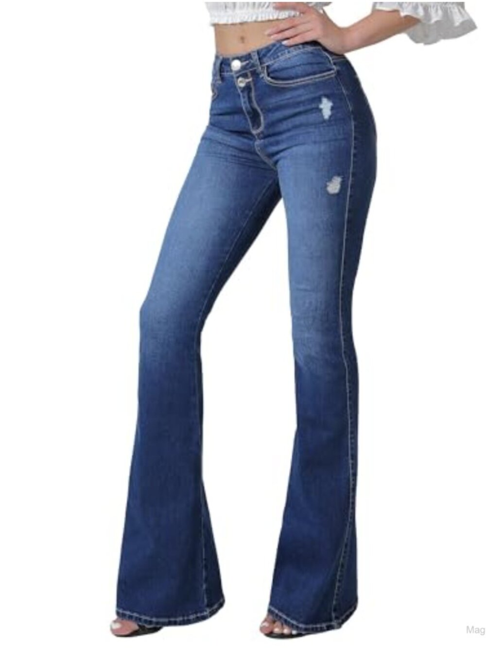 High Rise Flare Bell Bottom Jeans Wide Leg Bootcut Stretchy Denim Pants